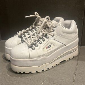 Fila Trailblazer Wedge White Platform Sneakers